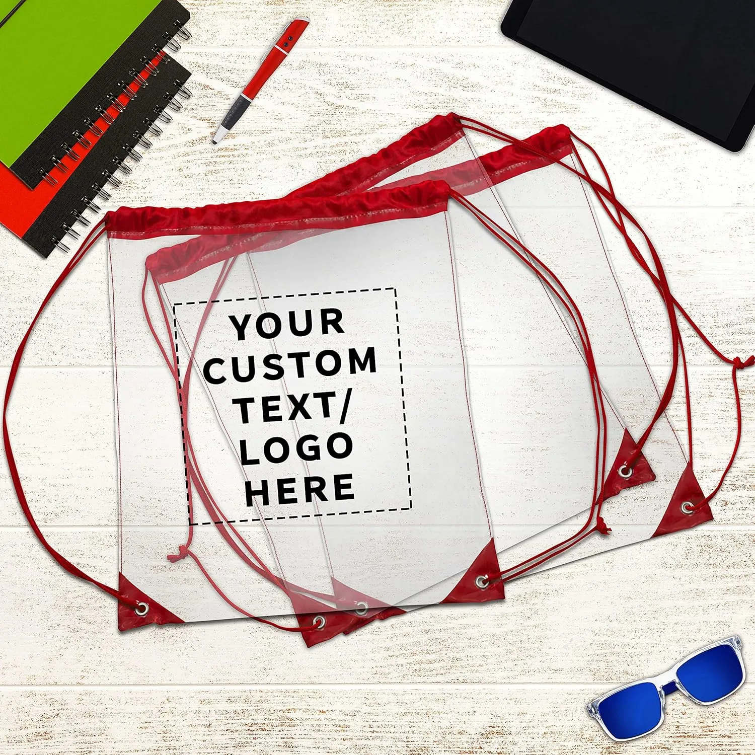 DISCOUNT PROMOS Plastic Drawstring Backpacks