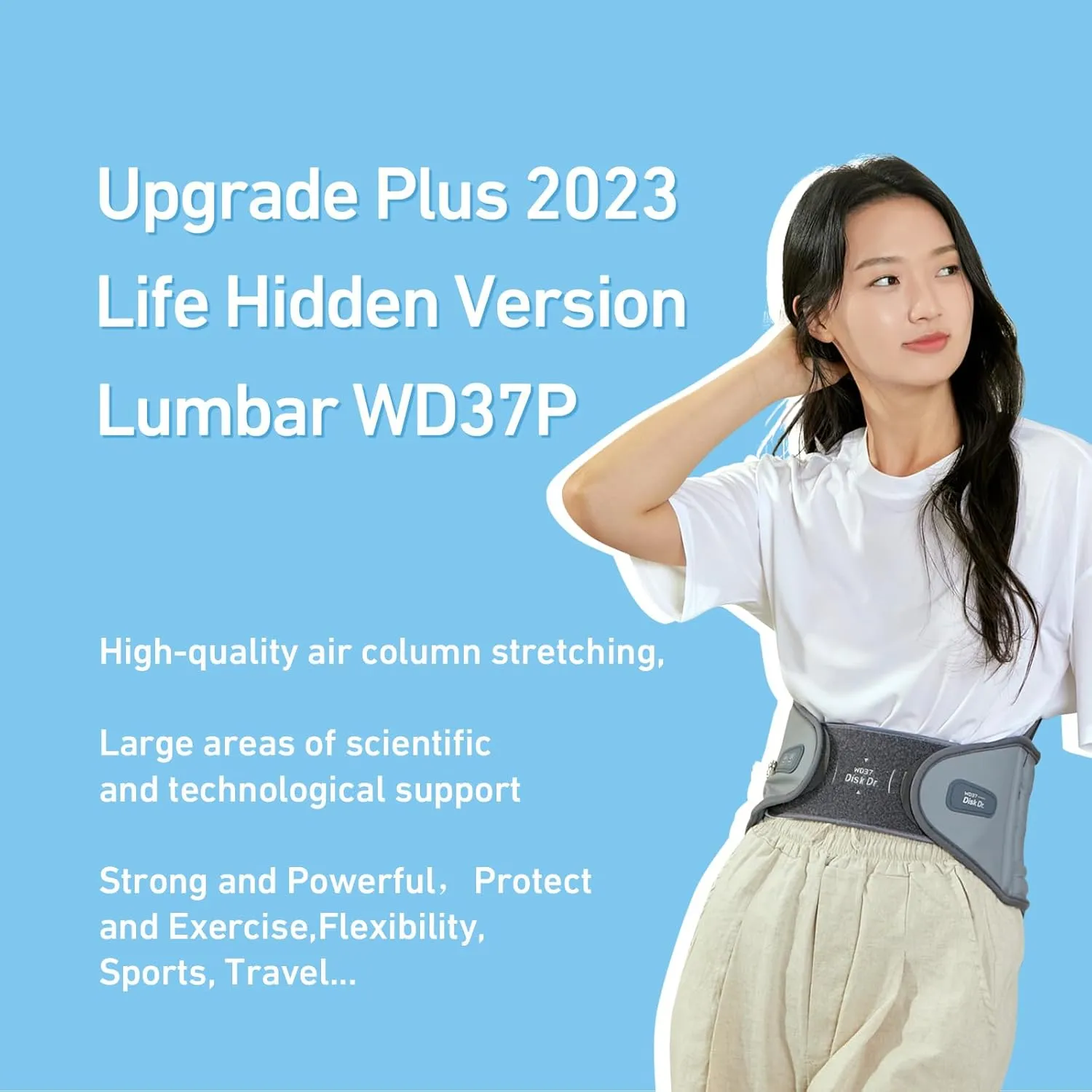 Disk Dr. Decompression Back Belt WD37P, Back Support Brace W. Air Column Traction 3.0 & Removable Back Support Plate, Decompression Back Stretcher For Lower Back Pain, Home/Work/Sport/Travel/Medical(2XL)