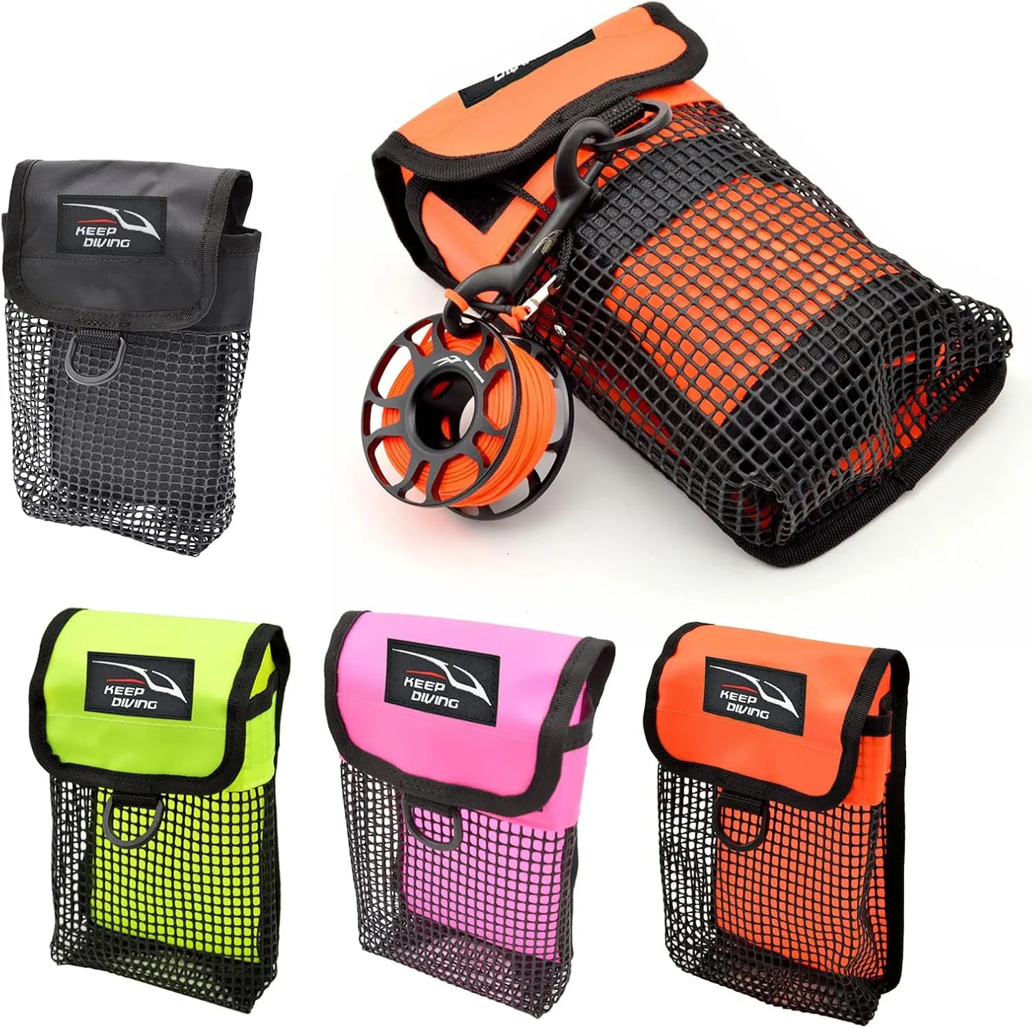 Diving Reel Bolt Snap Marker Buoy Storage Mesh Gear Bag Equipment Holder Carry Buoy For Carrier Mesh Bag Pac