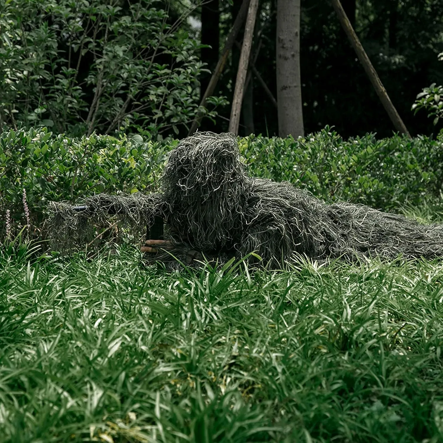 DoCred 5 in 1 Ghillie Suit, 3D Camouflage Hunting Apparel w/Jacket, Pants, Hood, Carry Bag for Adults/Youth, S/M/L/XL/XXL