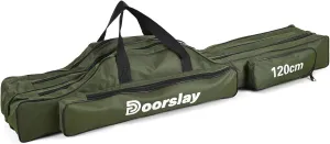 doorslay Fishing Rod Case Three Layers Fishing Rod Bag Oxford Portable Folding Fishing Pole Bag Outdoor Waterproof Tackle Storage Travel Bags Carry Organizer for Fishing Camping Hiking