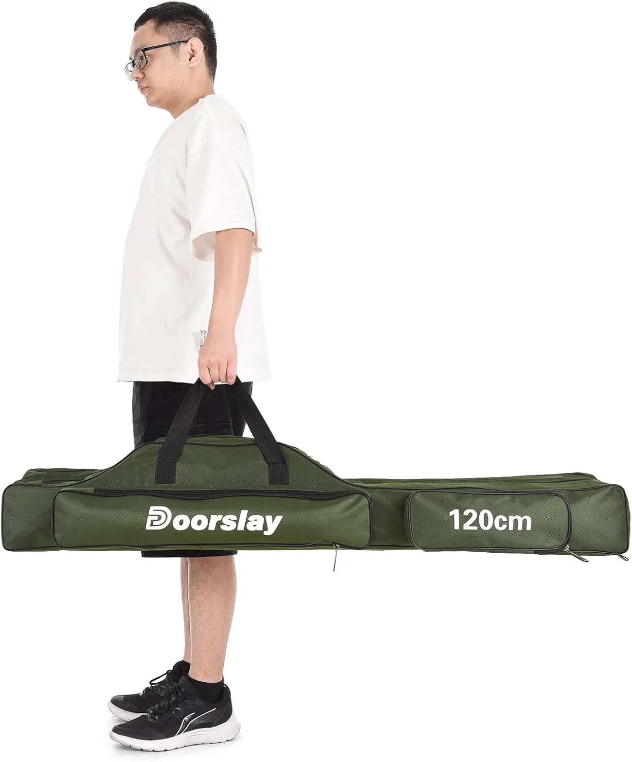 doorslay Fishing Rod Case Three Layers Fishing Rod Bag Oxford Portable Folding Fishing Pole Bag Outdoor Waterproof Tackle Storage Travel Bags Carry Organizer for Fishing Camping Hiking