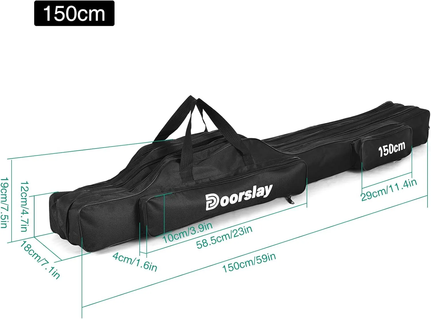doorslay Fishing Rod Case Three Layers Fishing Rod Bag Oxford Portable Folding Fishing Pole Bag Outdoor Waterproof Tackle Storage Travel Bags Carry Organizer for Fishing Camping Hiking