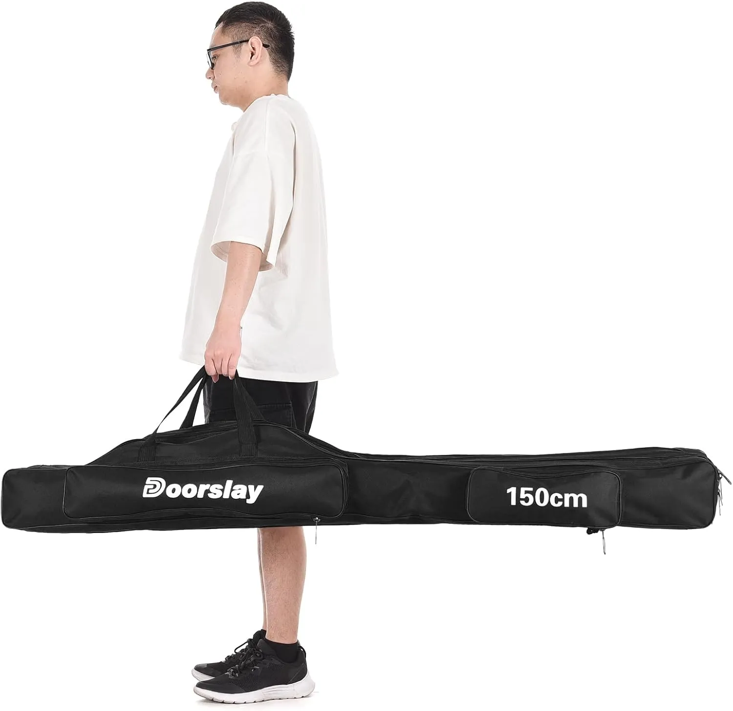 doorslay Fishing Rod Case Three Layers Fishing Rod Bag Oxford Portable Folding Fishing Pole Bag Outdoor Waterproof Tackle Storage Travel Bags Carry Organizer for Fishing Camping Hiking