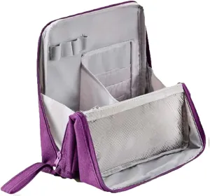 Doresty Makeup Bag, Doresty Multi-purpose Large Capacity Oxford Cloth Standing Makeup Bag, Makeup Bags with Compartments and Handle, Portable Travel Makeup Organizer (Violet)
