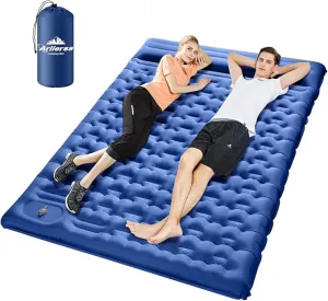 Double Camping Sleeping Mattress, Ultralight Hiking Sleeping Mat with Pillow Built-in Foot Pump Inflatable Air Pads for Outdoor Activities