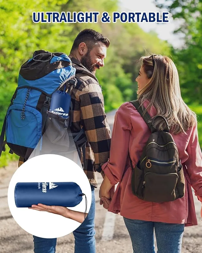 Double Camping Sleeping Mattress, Ultralight Hiking Sleeping Mat with Pillow Built-in Foot Pump Inflatable Air Pads for Outdoor Activities
