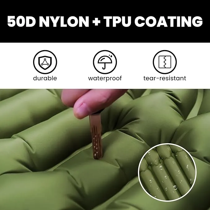Double Sleeping Pad, Ultralight Self Inflating 4" with Pillow Built-in Foot Pump Inflatable Sleeping Mat Backpacking for Car Traveling, Backpacking, Camping and Hiking