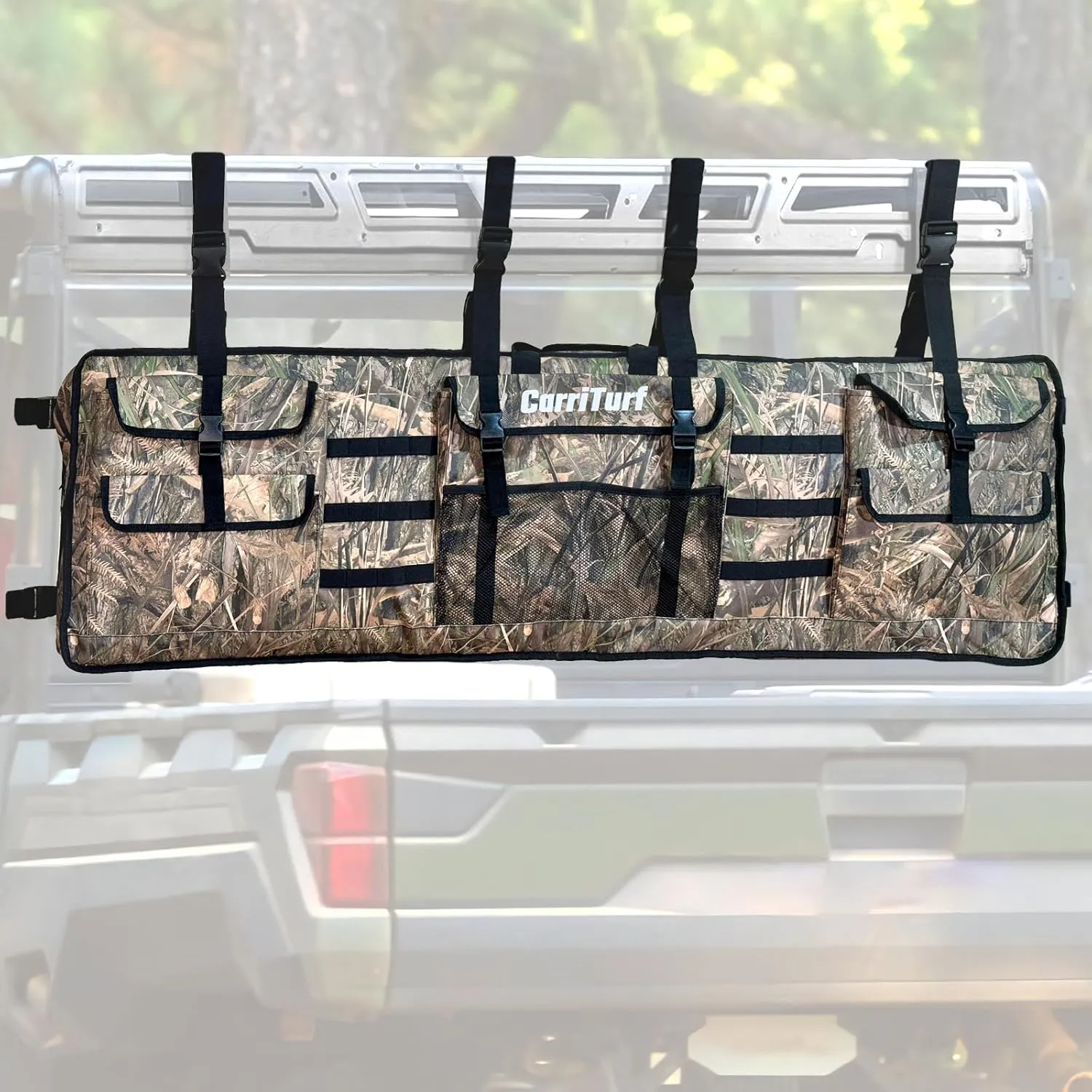 Double UTV Gun Bag Rack - Heavy Duty Waterproof Design for All-Weather Protection with Thick Foam Padding, Secure and Durable, Ideal for Hunting Gear, Secure Storage for Firearms on UTV Camo
