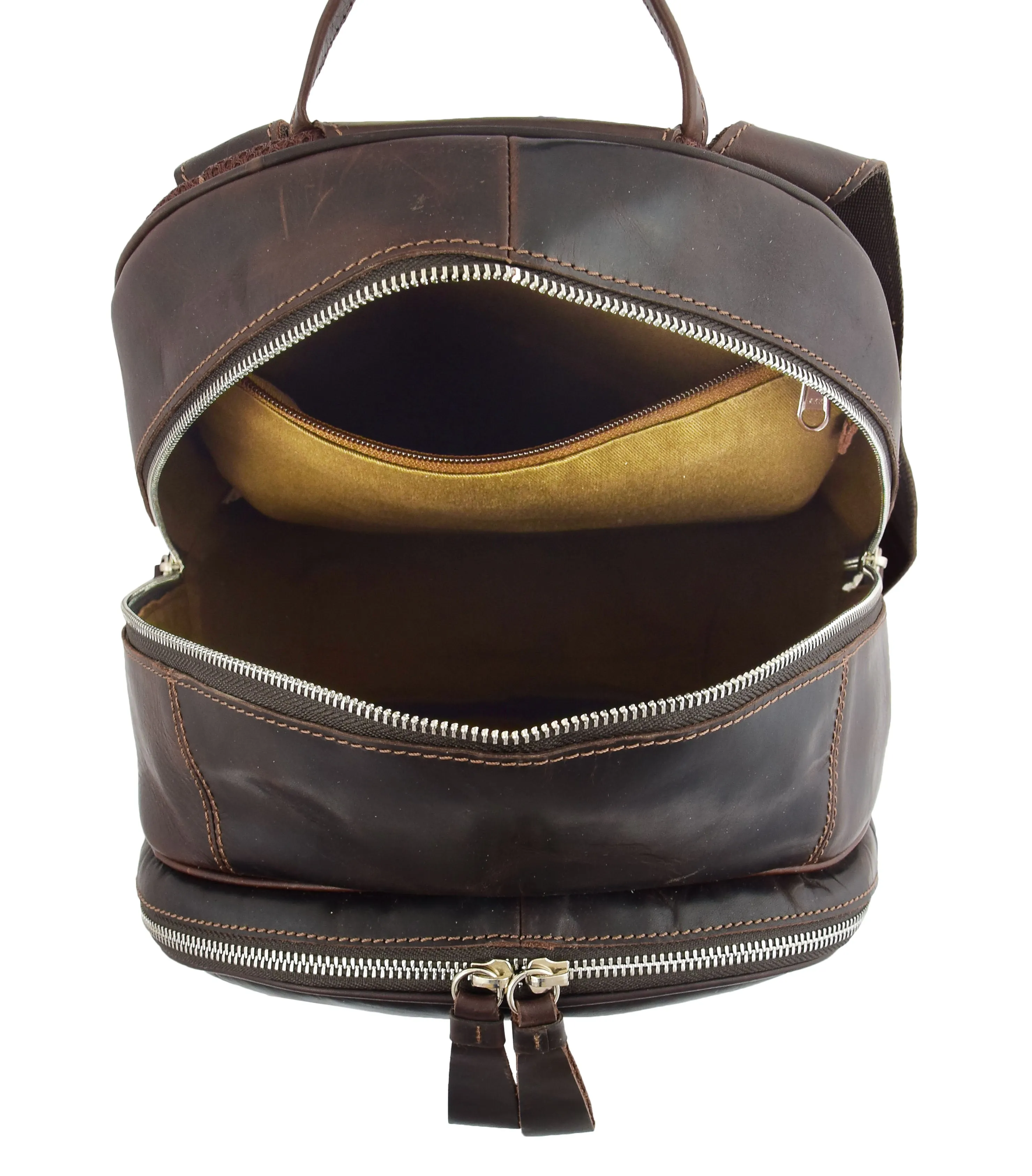 DR289 Italian Buffalo Classic Leather Simple Bag Backpack Brown