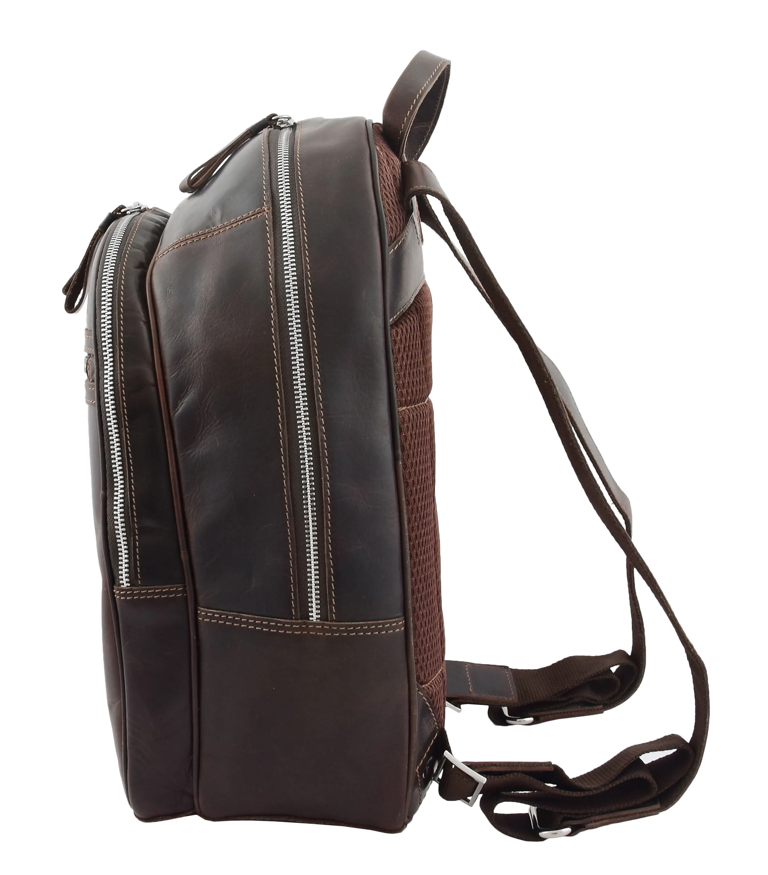 DR289 Italian Buffalo Classic Leather Simple Bag Backpack Brown