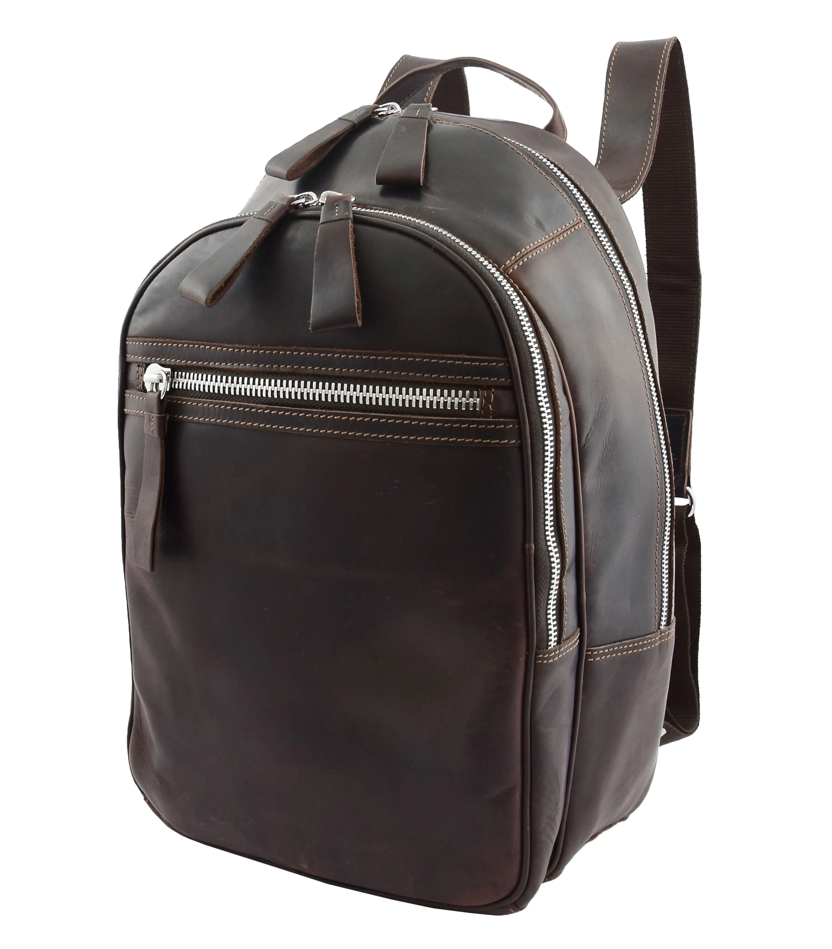 DR289 Italian Buffalo Classic Leather Simple Bag Backpack Brown