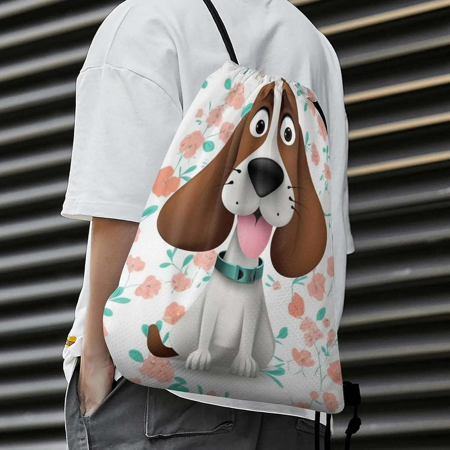Drawstring Backpack Bulk String Bag Waterproof Drawstring Bag Funny Dog Cinch Bag Adult Gym Bag for Sport, 35*42cm