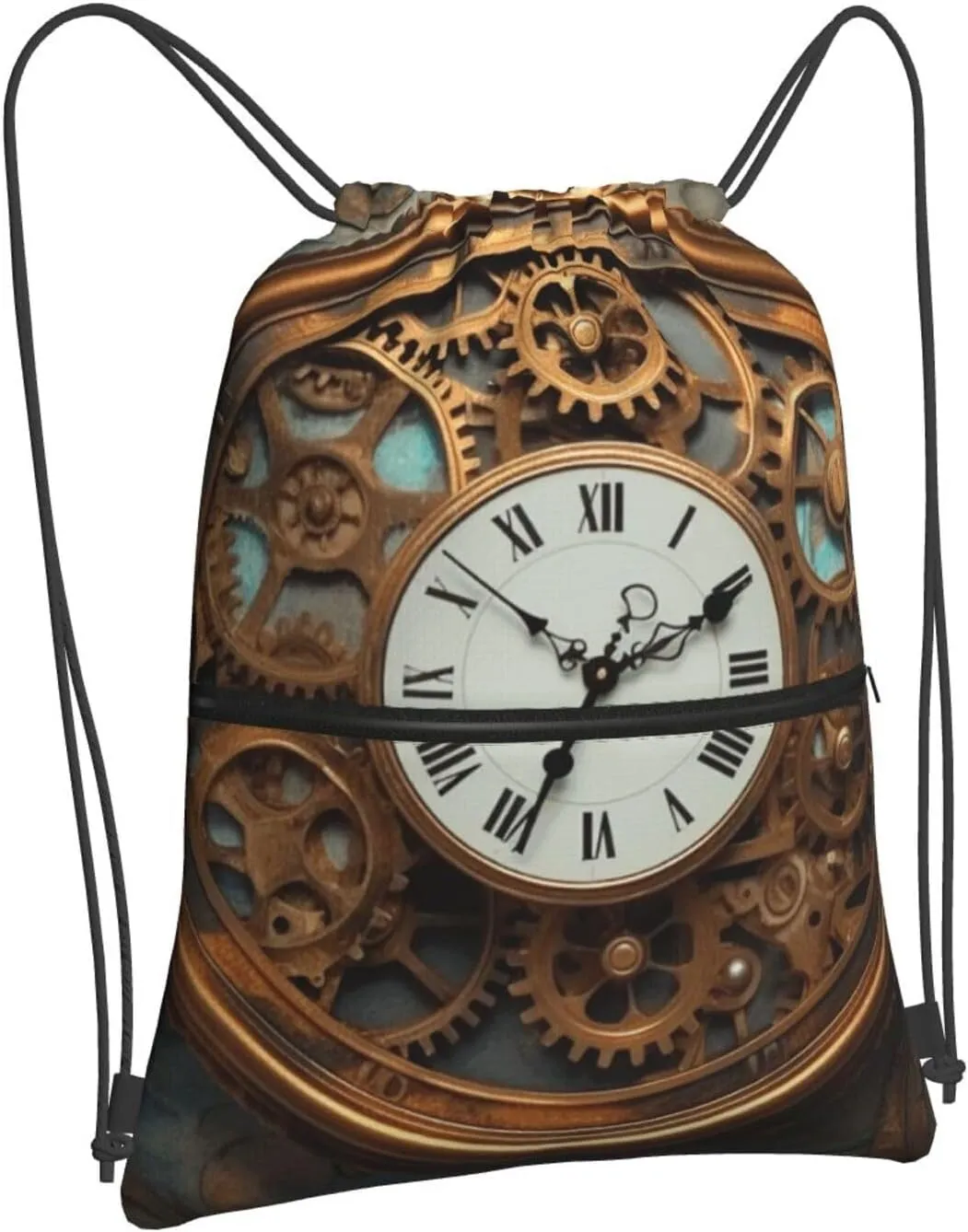 Drawstring Backpack Sports Gym Bags Rusty Steampunk Clock Drawstring Bags for Men Women Beach Bag String Bag
