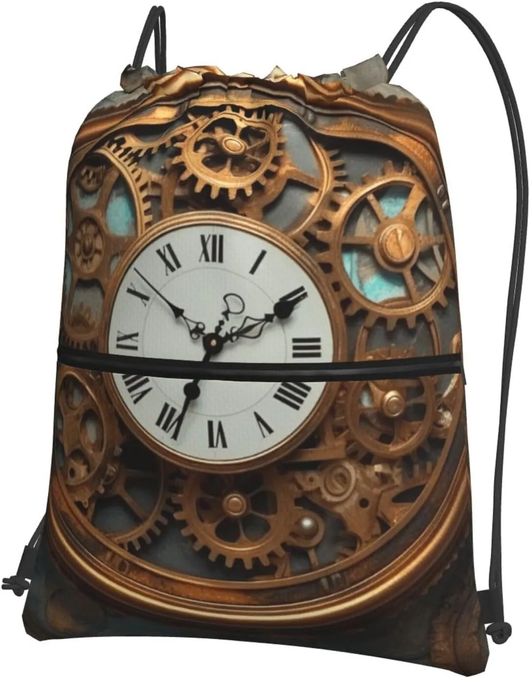 Drawstring Backpack Sports Gym Bags Rusty Steampunk Clock Drawstring Bags for Men Women Beach Bag String Bag