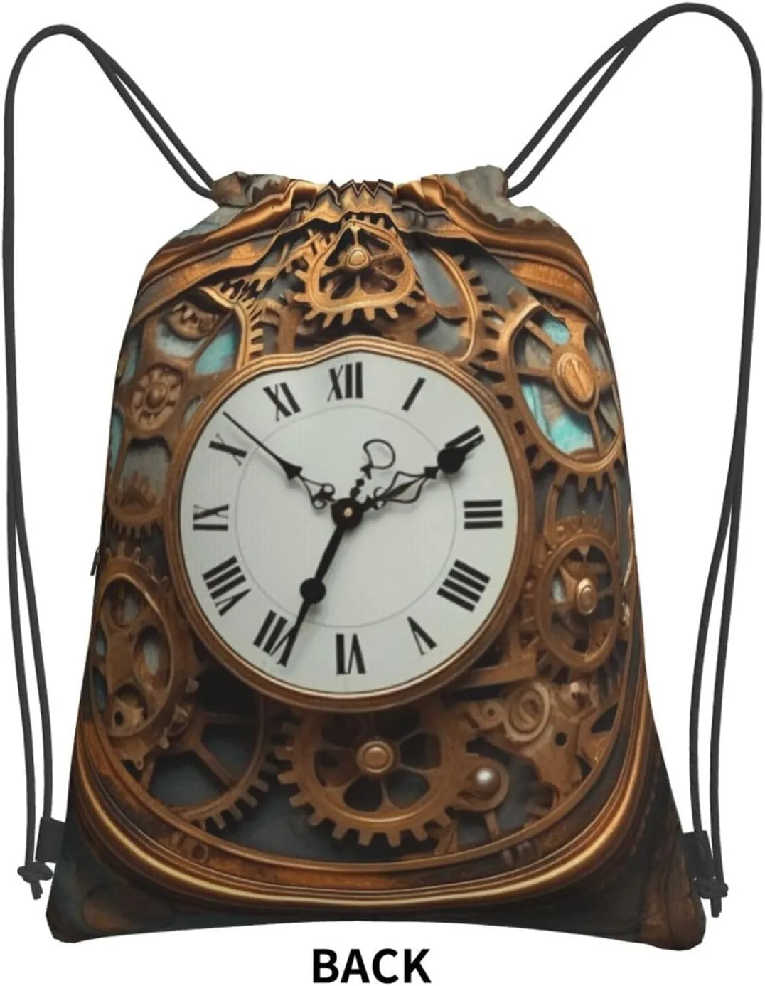 Drawstring Backpack Sports Gym Bags Rusty Steampunk Clock Drawstring Bags for Men Women Beach Bag String Bag
