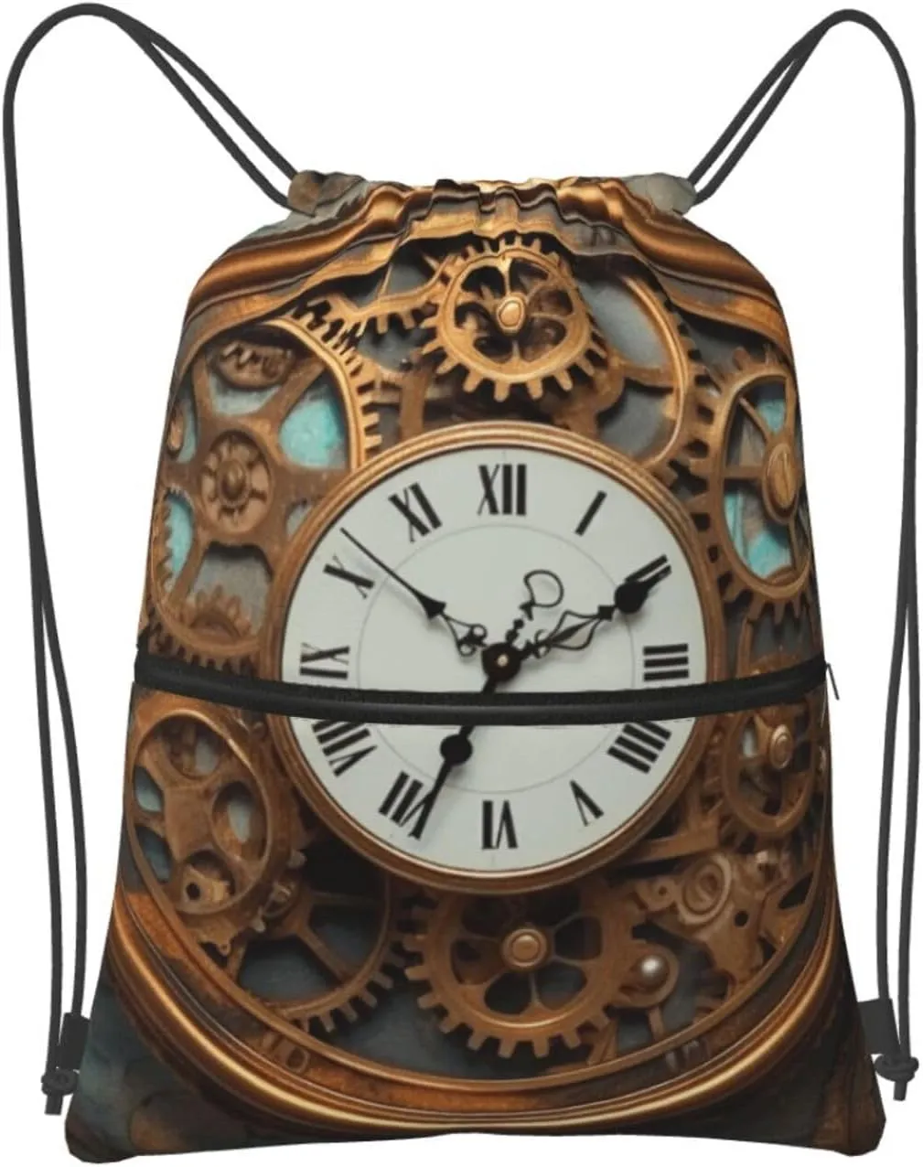 Drawstring Backpack Sports Gym Bags Rusty Steampunk Clock Drawstring Bags for Men Women Beach Bag String Bag