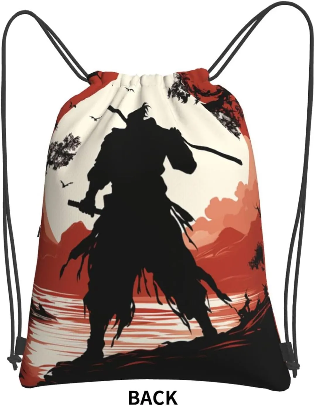 Drawstring Backpack Sports Gym Bags Samurai Drawstring Bags for Men Women Beach Bag String Bag