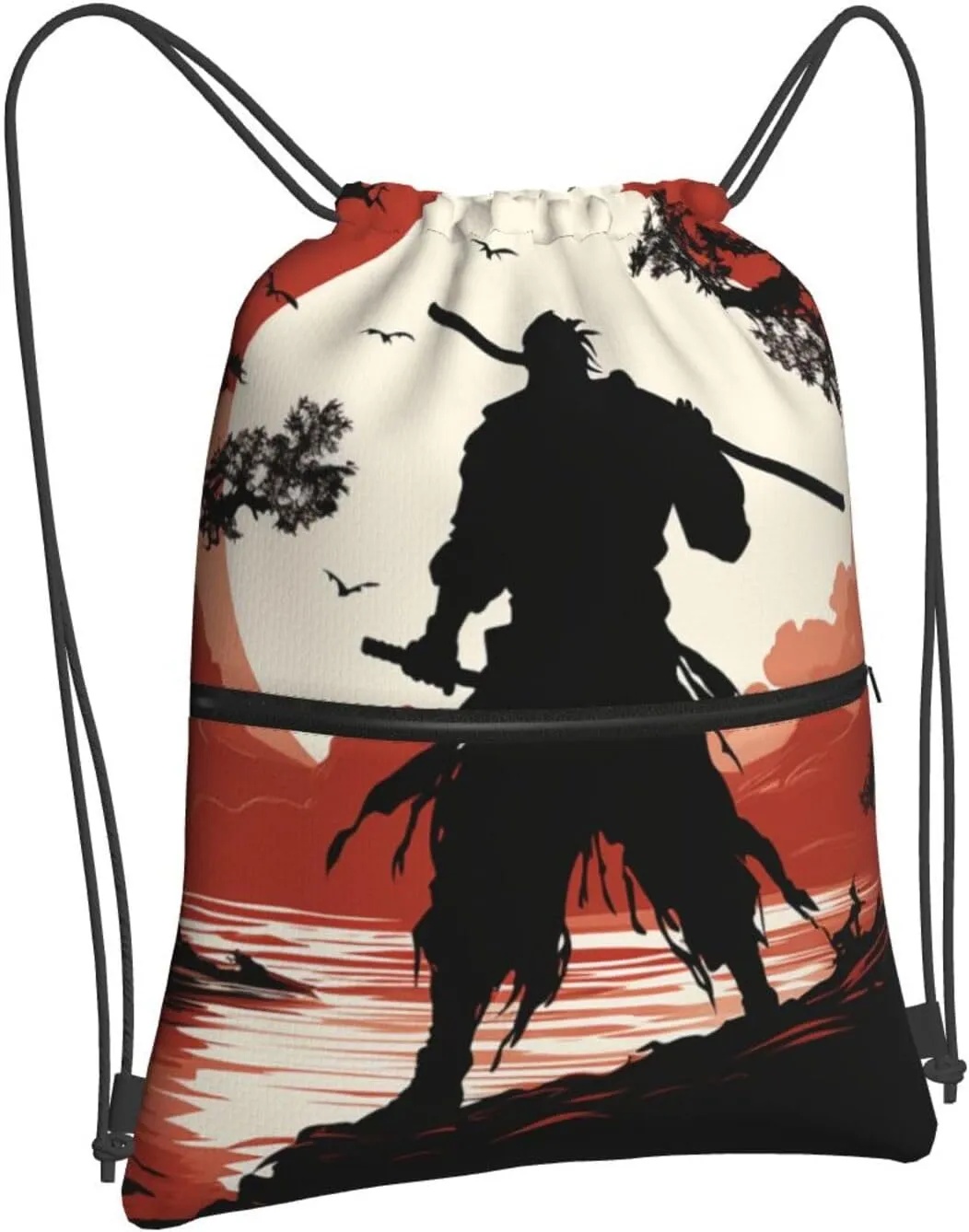 Drawstring Backpack Sports Gym Bags Samurai Drawstring Bags for Men Women Beach Bag String Bag