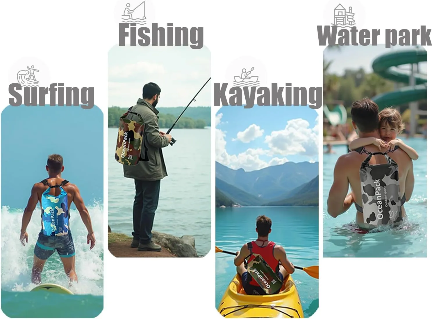 Dry Bag Waterproof for Women, 5L/10L/20L Roll Top Lightweight Dry Storage Bag Backpack for Travel, Swimming, Boating, Kayaking, Camping & Beach (GREEN CAMO, 20L)