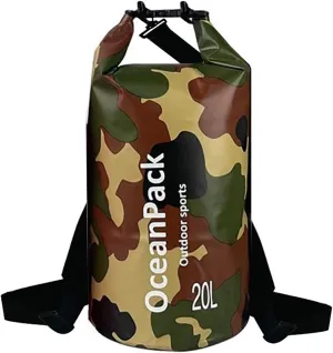 Dry Bag Waterproof for Women, 5L/10L/20L Roll Top Lightweight Dry Storage Bag Backpack for Travel, Swimming, Boating, Kayaking, Camping & Beach (GREEN CAMO, 20L)