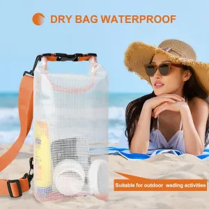Dry Bag Waterproof, Translucent Mesh Roll-Top Lightweight Dry Storage Bag Backpack with Phone Case, 2-30L Optional, Suitable for Traveling, Swimming, Kayaking, Camping and Beach (Green, 25L)