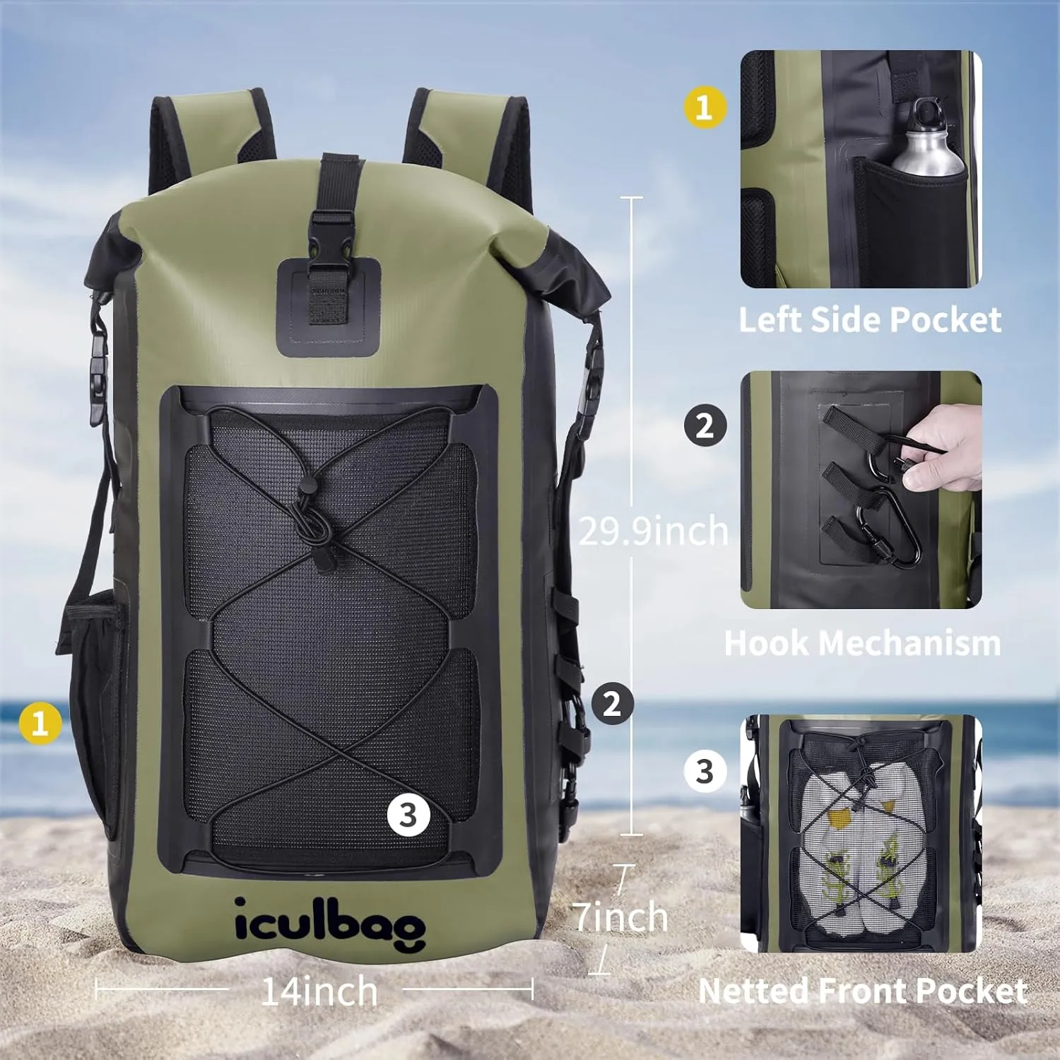 Dry Bags Waterproof Backpack for Women Men Travel Dry Bag Backpack Warterproof Bag for Kayaking Beach Boating 30L/40L