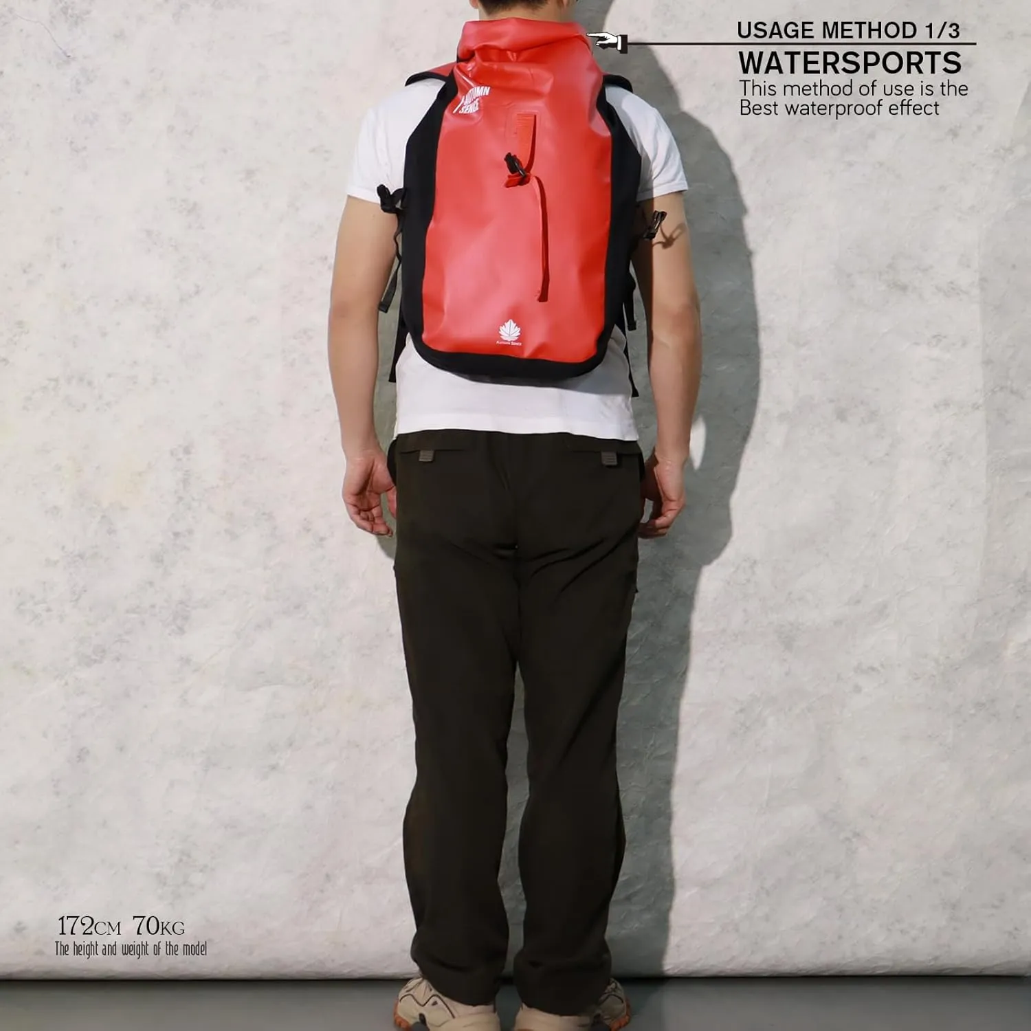Dry Bags Waterproof Backpack, Waterproof backpack for boating,Floating,hiking, camping and other outdoor activities 25L.(Red)