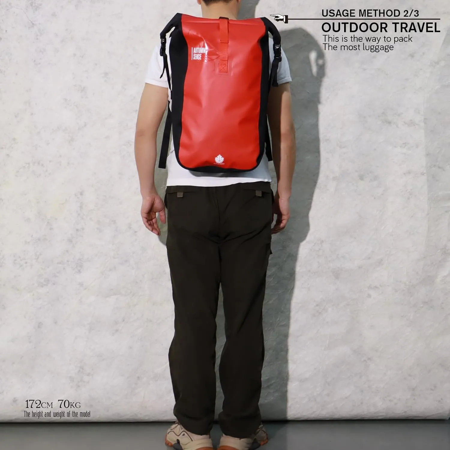 Dry Bags Waterproof Backpack, Waterproof backpack for boating,Floating,hiking, camping and other outdoor activities 25L.(Red)