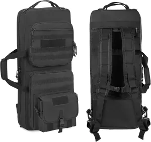 DSLEAF 28” Double Soft Rifle Case, Padded Rifle Backpack with Lockable Zippers and Pockets for Accessory, Tactical Short Barrel Rifle Bag for Shooting and Hunting