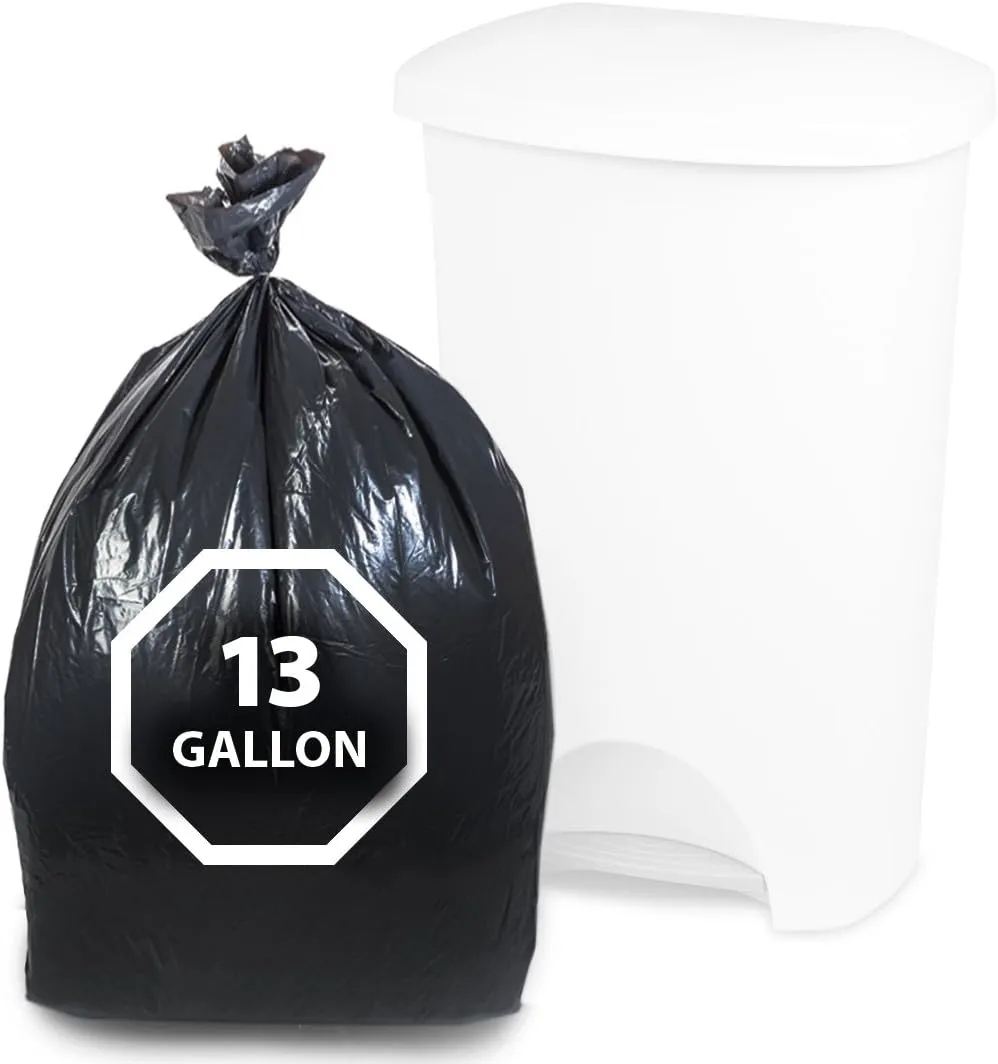 Dualplex Tall Kitchen Trash Bags 13 Gallon 200 Count Black Garbage Bag 24” X 31”