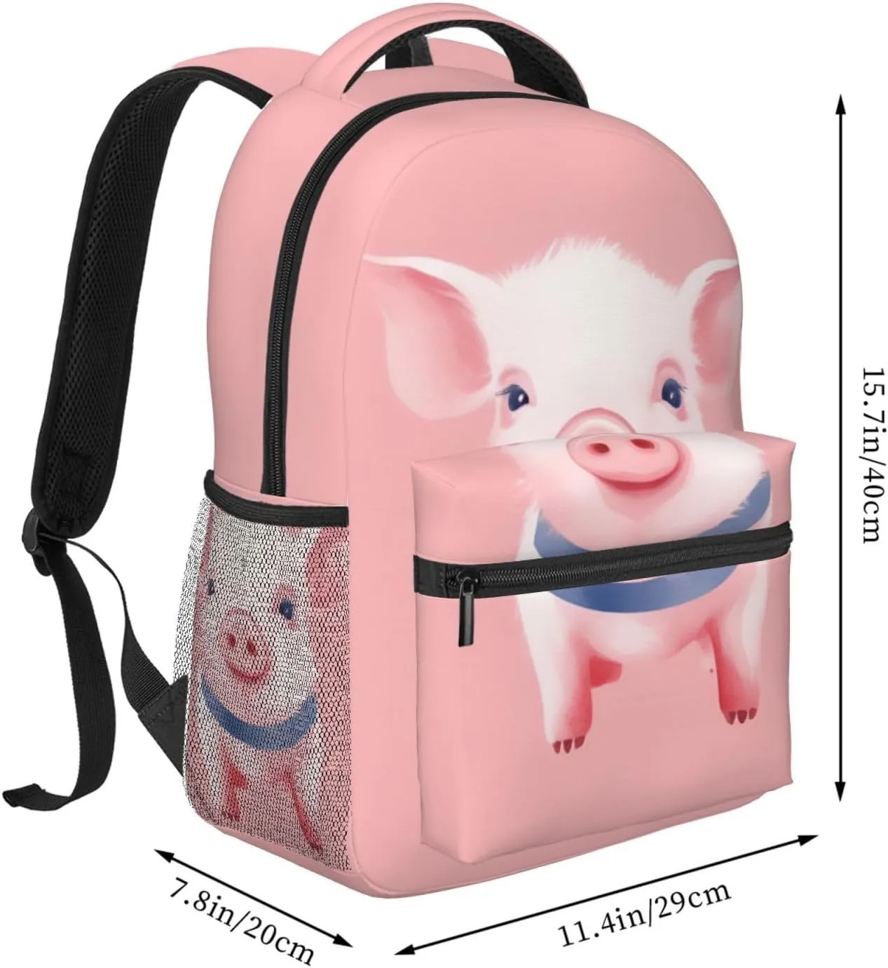 Dujiea 17 Inch Backpack Pink Pig Watercolor Laptop Backpack School Bookbag Travel Shoulder Bag With Chest Strap