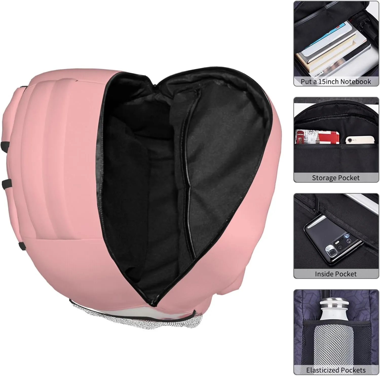 Dujiea 17 Inch Backpack Pink Pig Watercolor Laptop Backpack School Bookbag Travel Shoulder Bag With Chest Strap