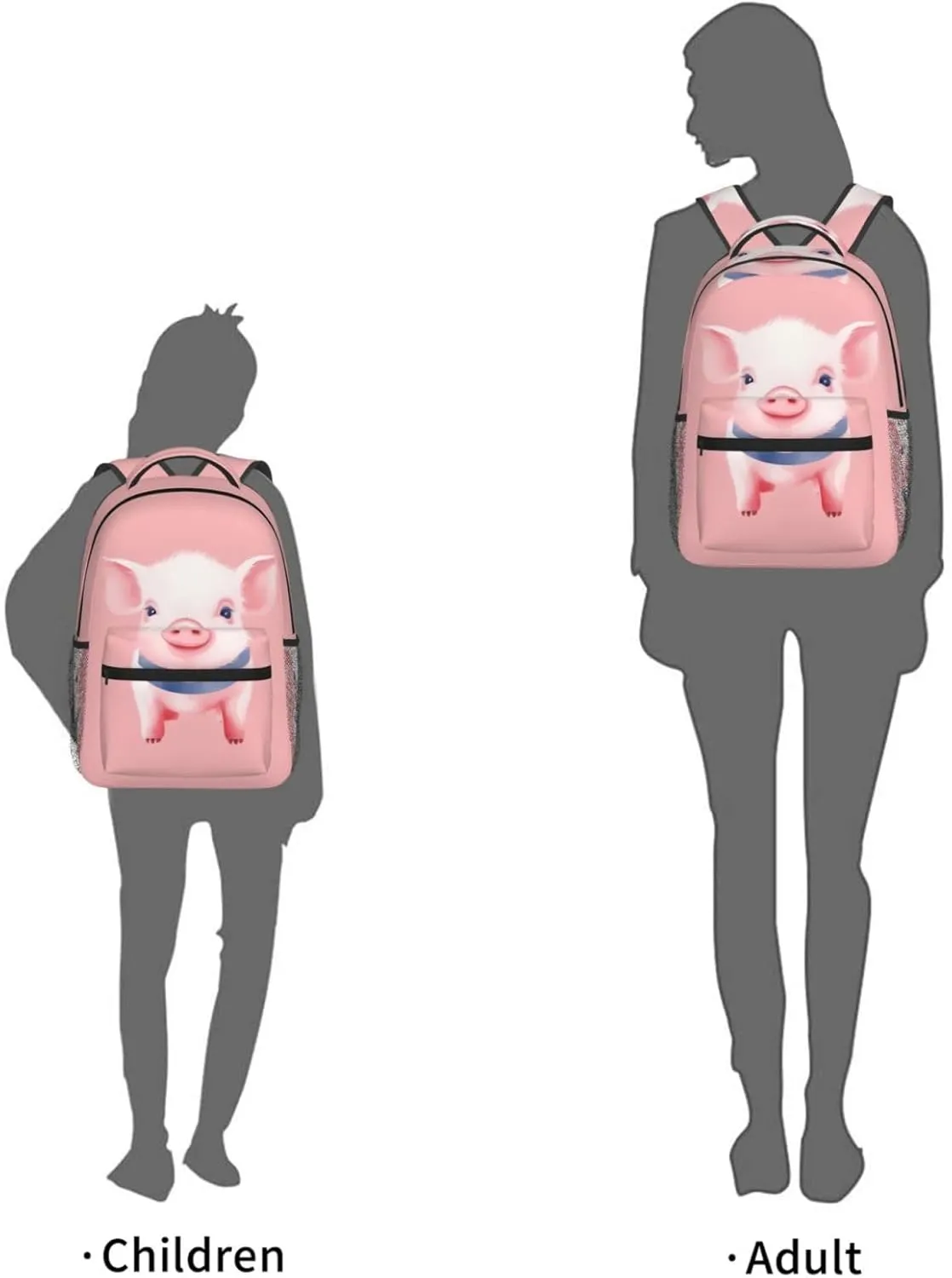 Dujiea 17 Inch Backpack Pink Pig Watercolor Laptop Backpack School Bookbag Travel Shoulder Bag With Chest Strap