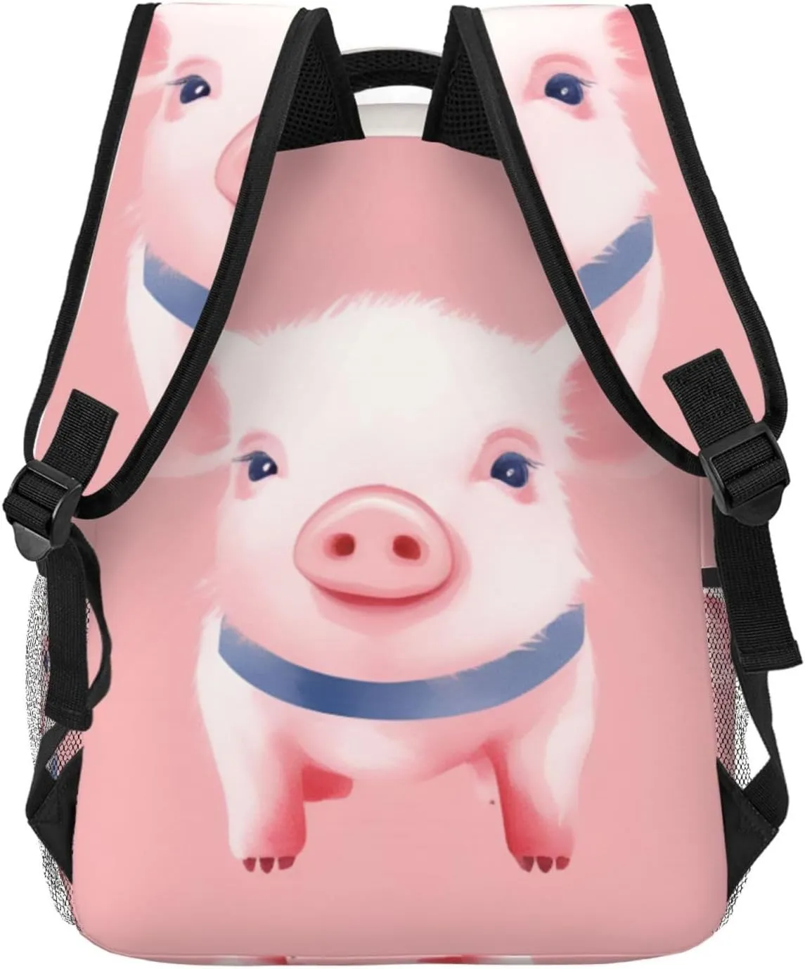 Dujiea 17 Inch Backpack Pink Pig Watercolor Laptop Backpack School Bookbag Travel Shoulder Bag With Chest Strap