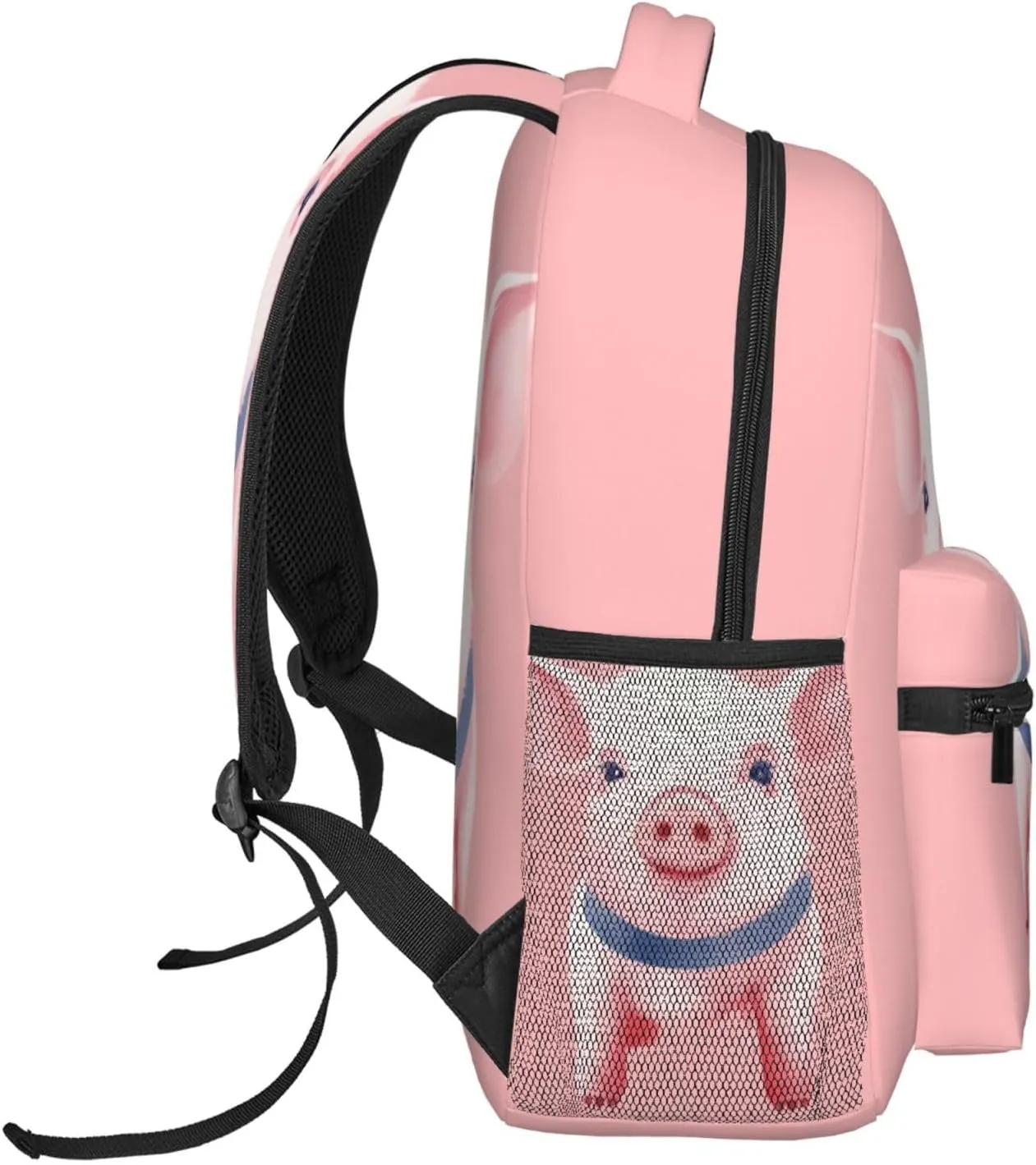 Dujiea 17 Inch Backpack Pink Pig Watercolor Laptop Backpack School Bookbag Travel Shoulder Bag With Chest Strap