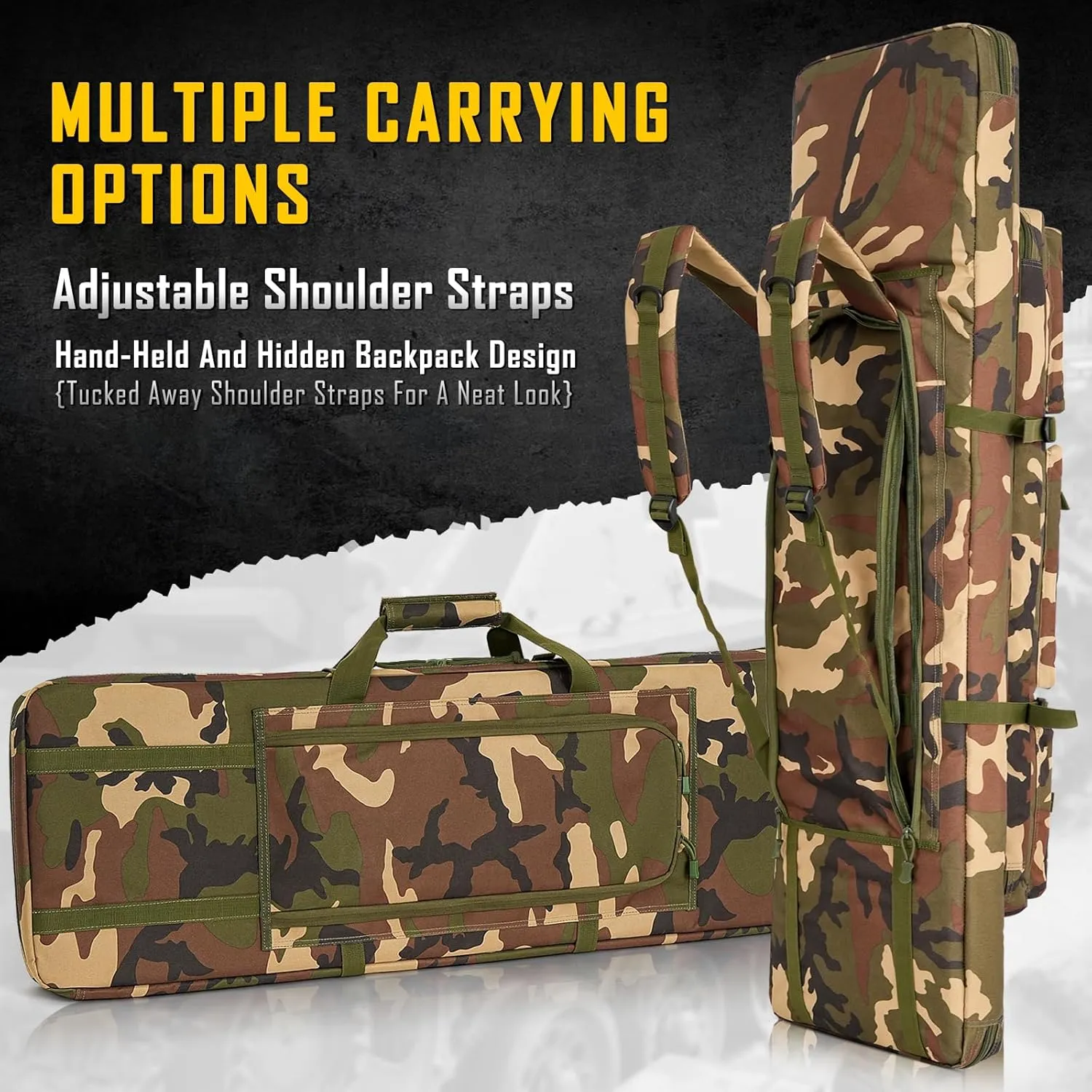 DULCE DOM 32/36/42/48/52 inch Double Rifle Case Soft Bag Gun Case, Perfect for Rifle Pistol Firearm Storage and Transportation, All Around Shooting Range Tactical Rifle Backpack, Indoor Outdoor