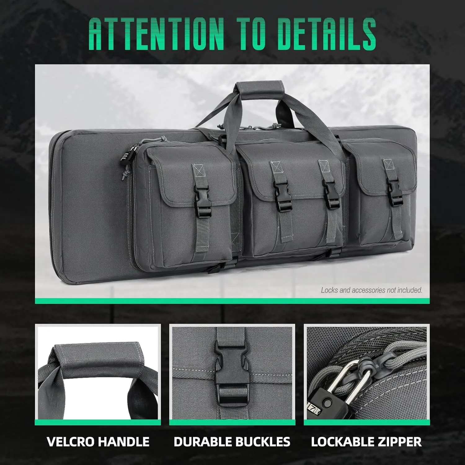 DULCE DOM 32/36/42/48/52 inch Double Rifle Case Soft Bag Gun Case, Perfect for Rifle Pistol Firearm Storage and Transportation, All Around Shooting Range Tactical Rifle Backpack, Indoor Outdoor