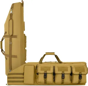 DULCE DOM Double Rifle Case 36/42/48 inch Soft Gun Bag Tactical Backpack with Removable Dividers for Hunting Shooting Range, MOLLE System Multiple Magazine Pouches & Accessory Bags