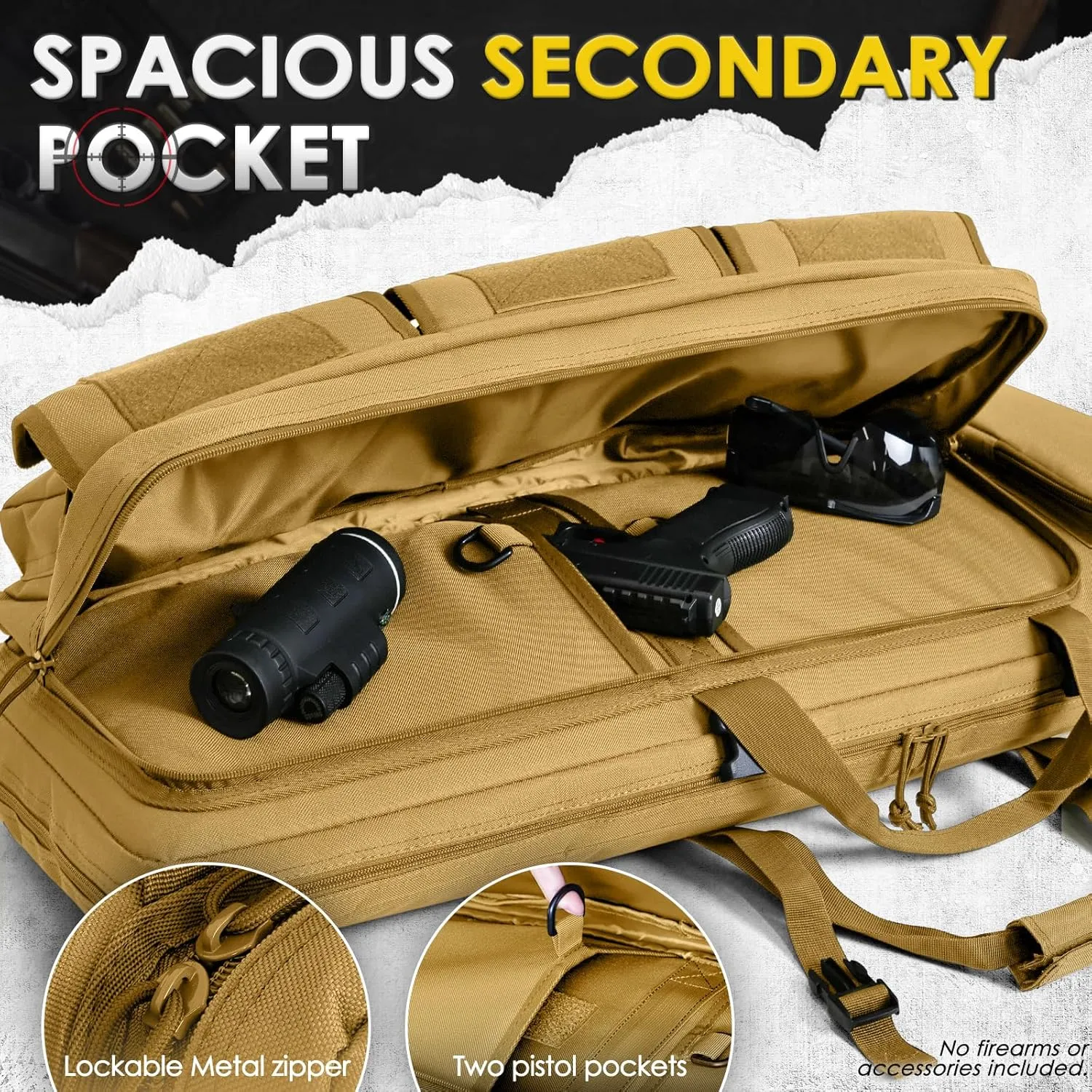 DULCE DOM Double Rifle Case 36/42/48 inch Soft Gun Bag Tactical Backpack with Removable Dividers for Hunting Shooting Range, MOLLE System Multiple Magazine Pouches & Accessory Bags