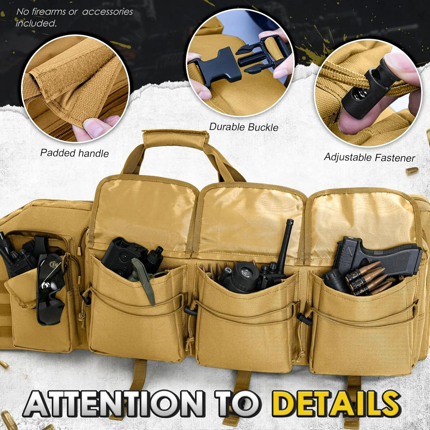 DULCE DOM Double Rifle Case 36/42/48 inch Soft Gun Bag Tactical Backpack with Removable Dividers for Hunting Shooting Range, MOLLE System Multiple Magazine Pouches & Accessory Bags