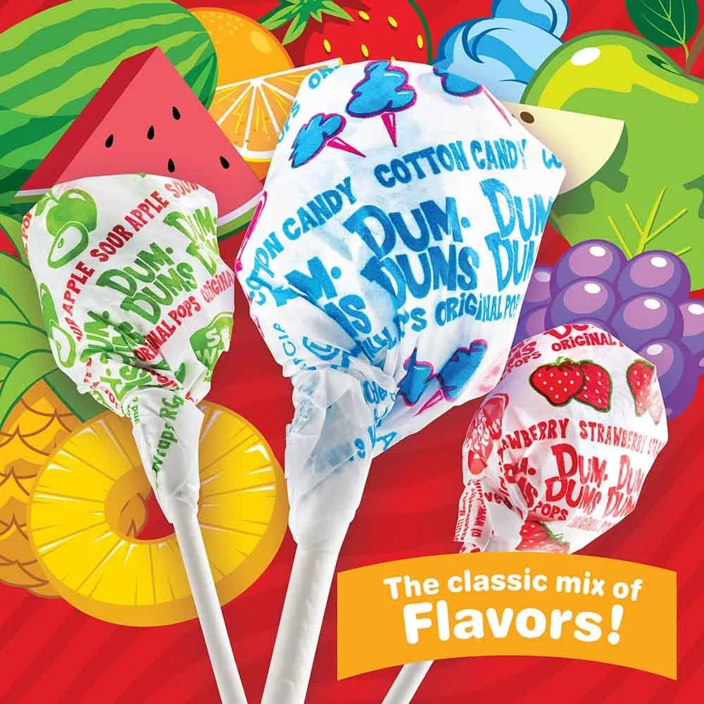 Dum Dums Original Mix 2,300 Count Box- All-Time Classic Flavors - Bulk Suckers, Lollipops Individually Wrapped, Candy Mix Variety Pack - Bulk Easter Candy for Classroom and Work
