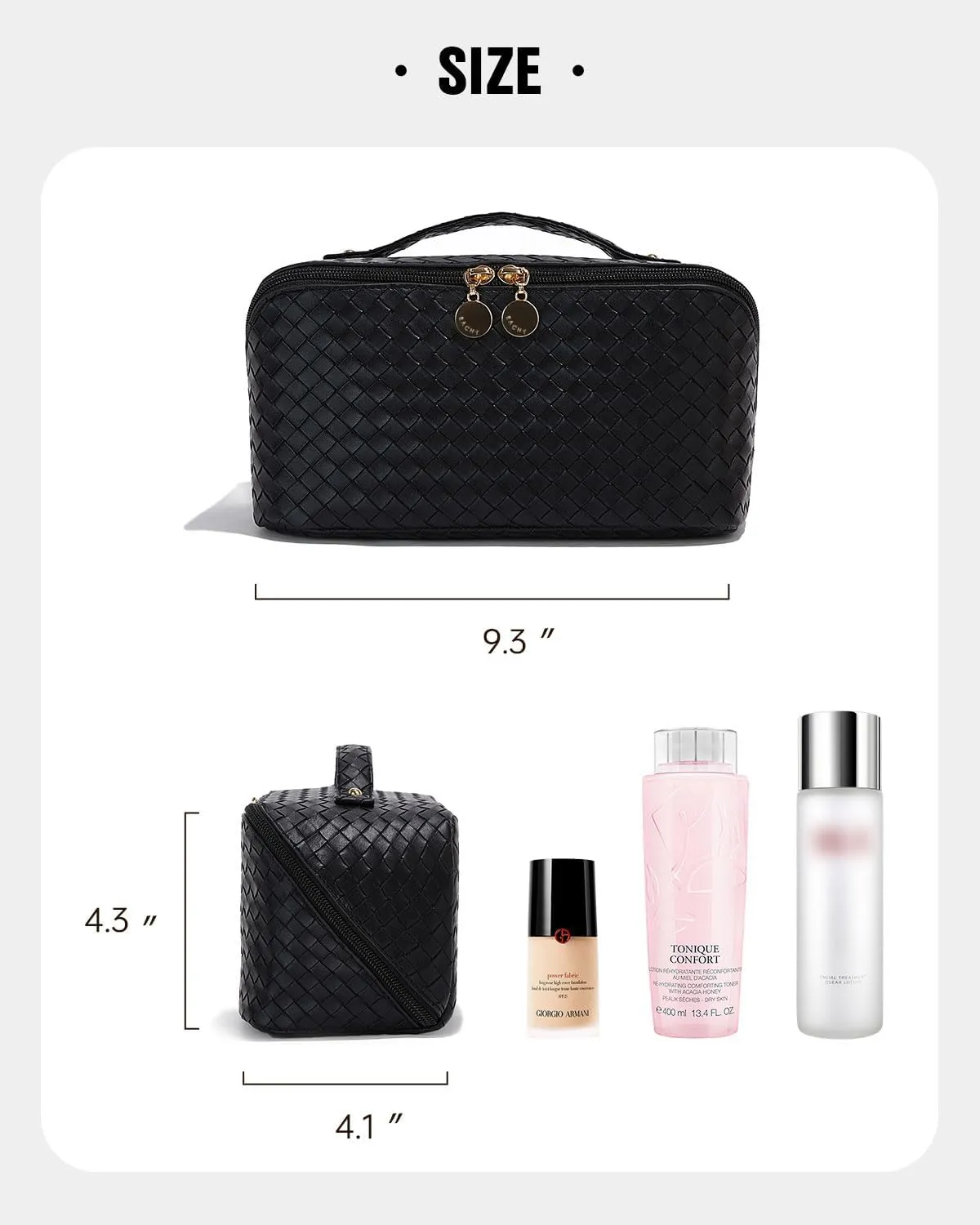 EACHY Travel Makeup Bag,Large Capacity Cosmetic Bags for Women,Waterproof Portable Pouch Open Flat Toiletry Bag Make up Organizer with Divider and Handle