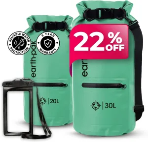 Earth Pak Waterproof Dry Bag with Zippered Pocket - Waterproof Dry Bag Backpack Keeps Gear Dry (20L Seafoam & 30L Seafoam)