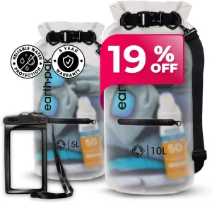 Earth Pak Waterproof Dry Bag with Zippered Pocket - Waterproof Dry Bag Backpack Keeps Gear Dry (5L Clear & 10L Clear)