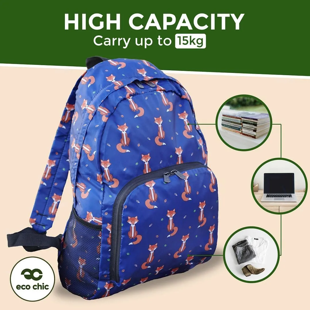 ECO CHIC Hiking Lightweight Packable Backpack - Foldable Daypack for Travel & Hiking & Outdoor Adventures - Waterproof Backpack from Recycled Materials (Bumble Bees Grey)