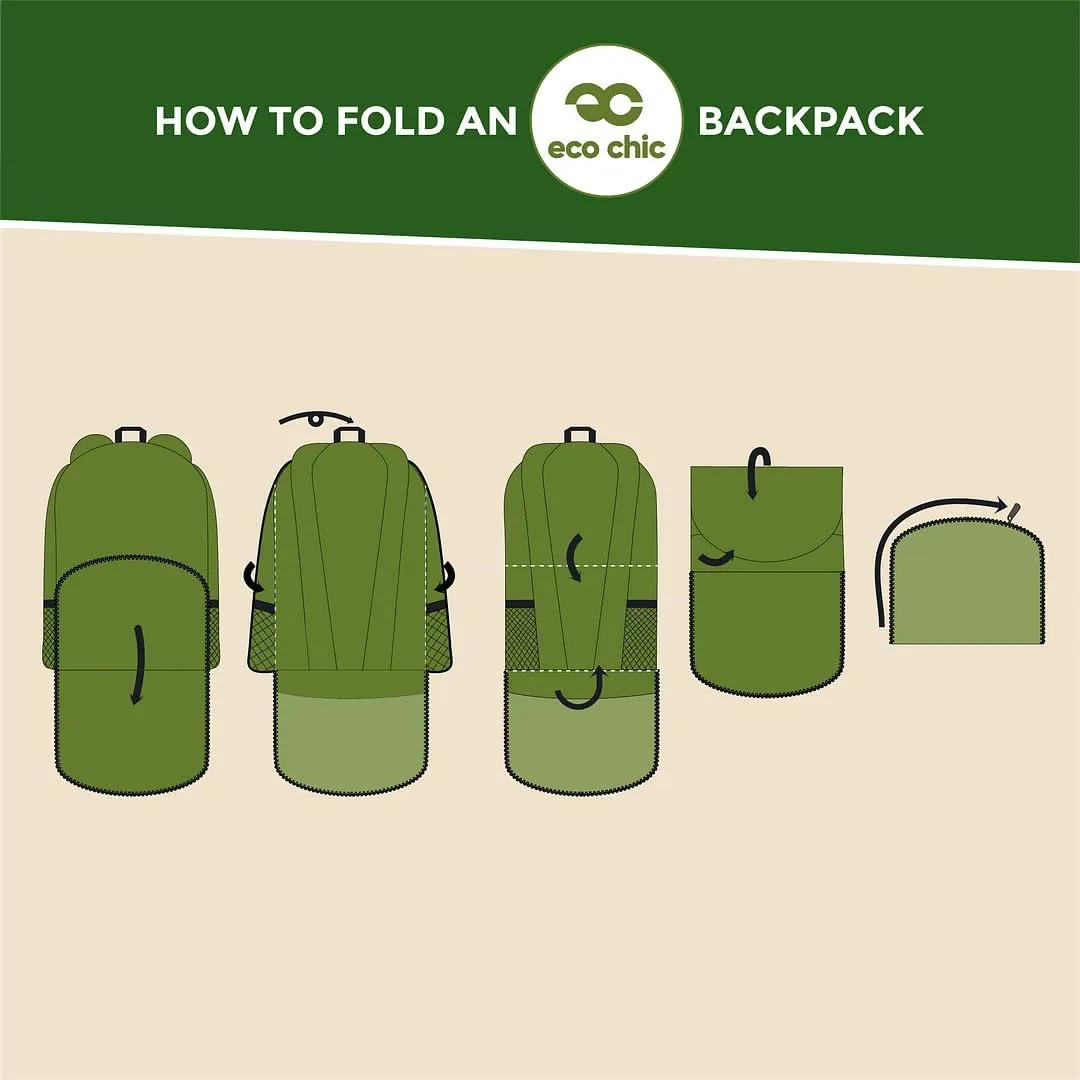 ECO CHIC Hiking Lightweight Packable Backpack - Foldable Daypack for Travel & Hiking & Outdoor Adventures - Waterproof Backpack from Recycled Materials (Bumble Bees Grey)