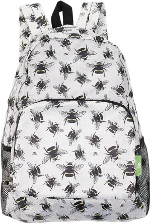 ECO CHIC Hiking Lightweight Packable Backpack - Foldable Daypack for Travel & Hiking & Outdoor Adventures - Waterproof Backpack from Recycled Materials (Bumble Bees Grey)