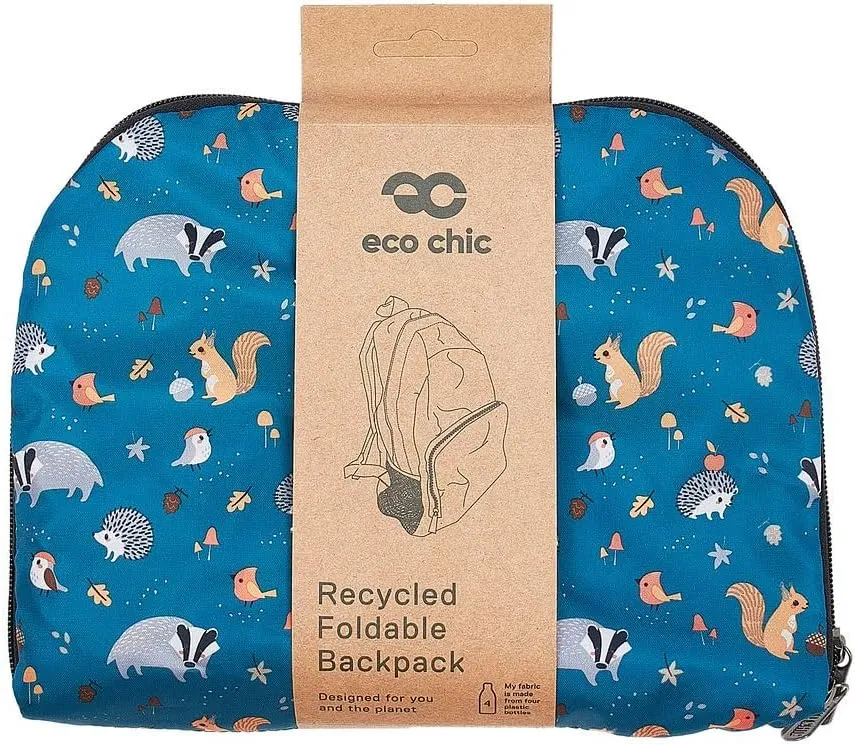 ECO CHIC Hiking Lightweight Packable Backpack - Foldable Daypack for Travel & Hiking & Outdoor Adventures - Waterproof Backpack from Recycled Materials (Woodland Teal)
