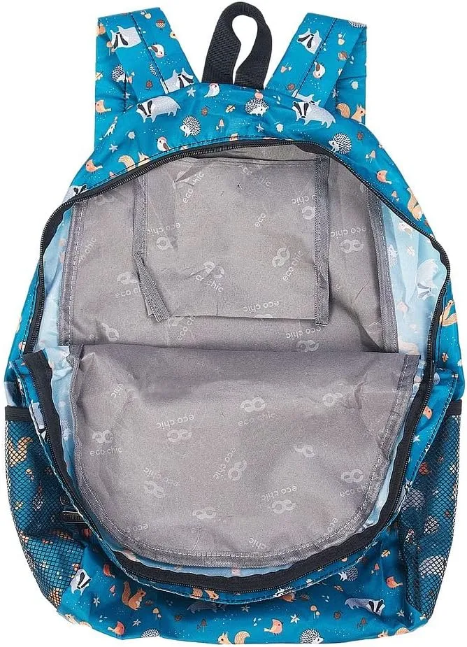 ECO CHIC Hiking Lightweight Packable Backpack - Foldable Daypack for Travel & Hiking & Outdoor Adventures - Waterproof Backpack from Recycled Materials (Woodland Teal)